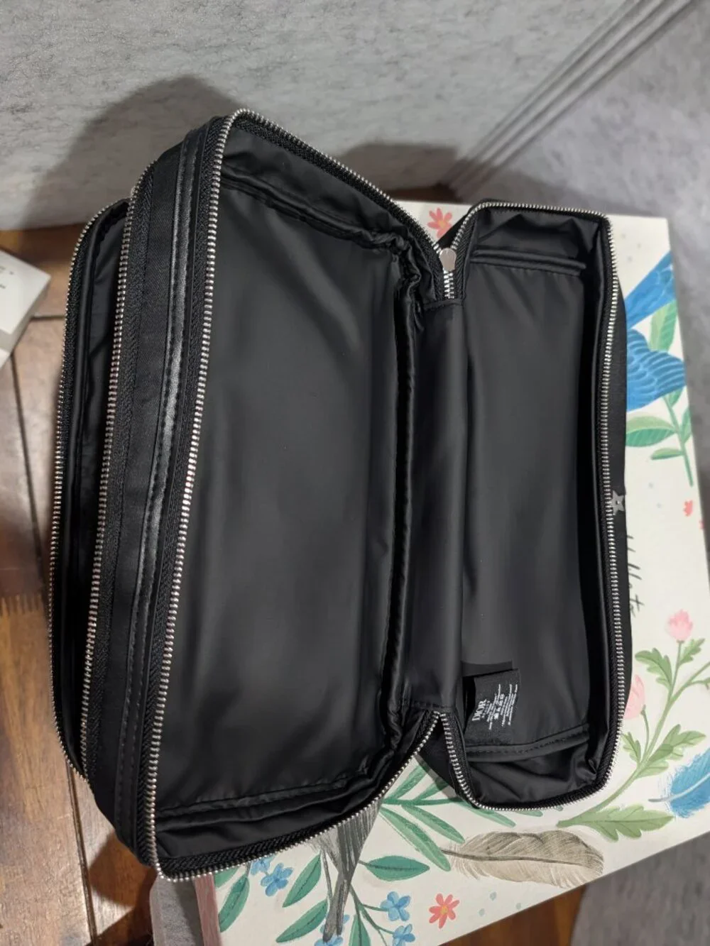 Dior Beauty Black Nylon Double Zip Makeup Bag Cosmetic Case Pouch